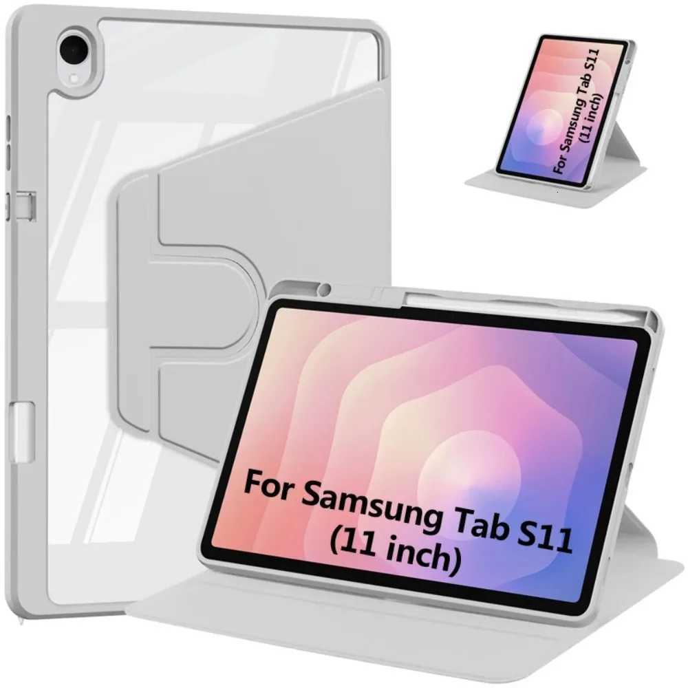 Rotating Kickstand Leather Tablet Case For Galaxy Tab S11 Acrylic Anti-drop Protect Cover with Pencil Holder H251210