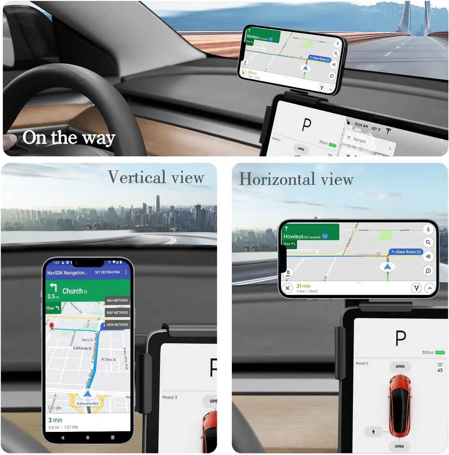 TEEQ Car Phone Holder for Tesla Model 3 Y Highland Mount Adjustable Magnetic Phone Holder Car Sn Side Phone port Frame C251210