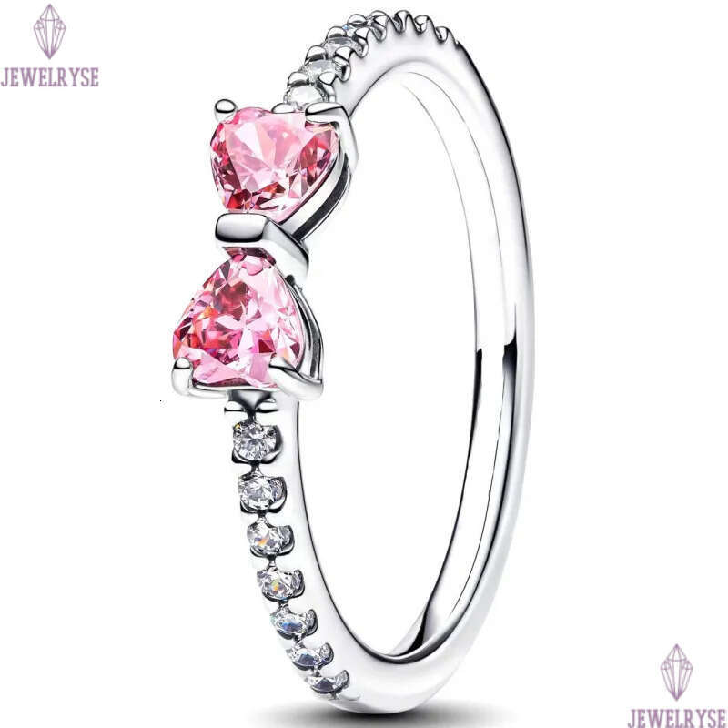 Rose gold Pink stone Crown Heart Rings with Retail Box 925 Silver CZ diamond Women Girls Wedding Nail Bowknot Tennis Engagement Ring Factory wholesale