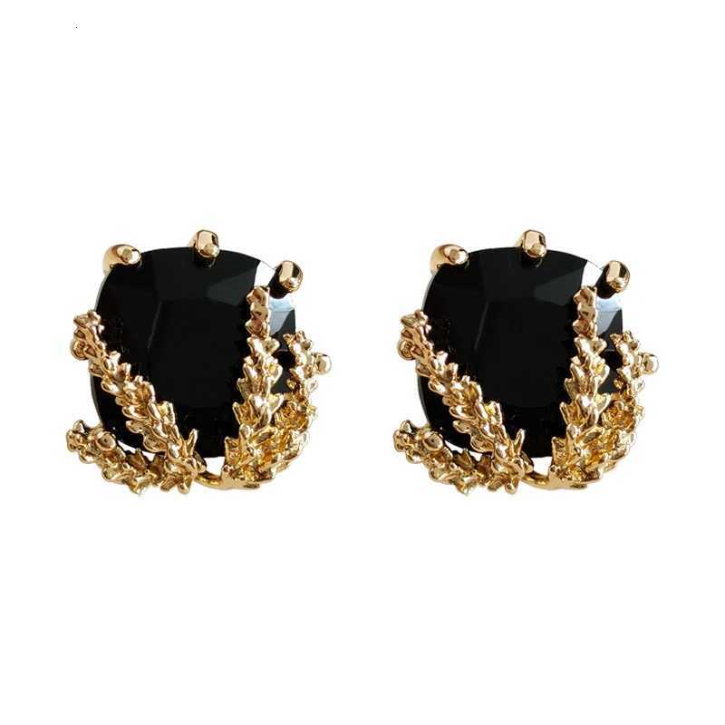 Metal Leaves Black Zircon Post Earrings For Wen Elegant Fashion Jewelry Fancy New Styles Vintage Party Accories Gifts C1658 Y251210