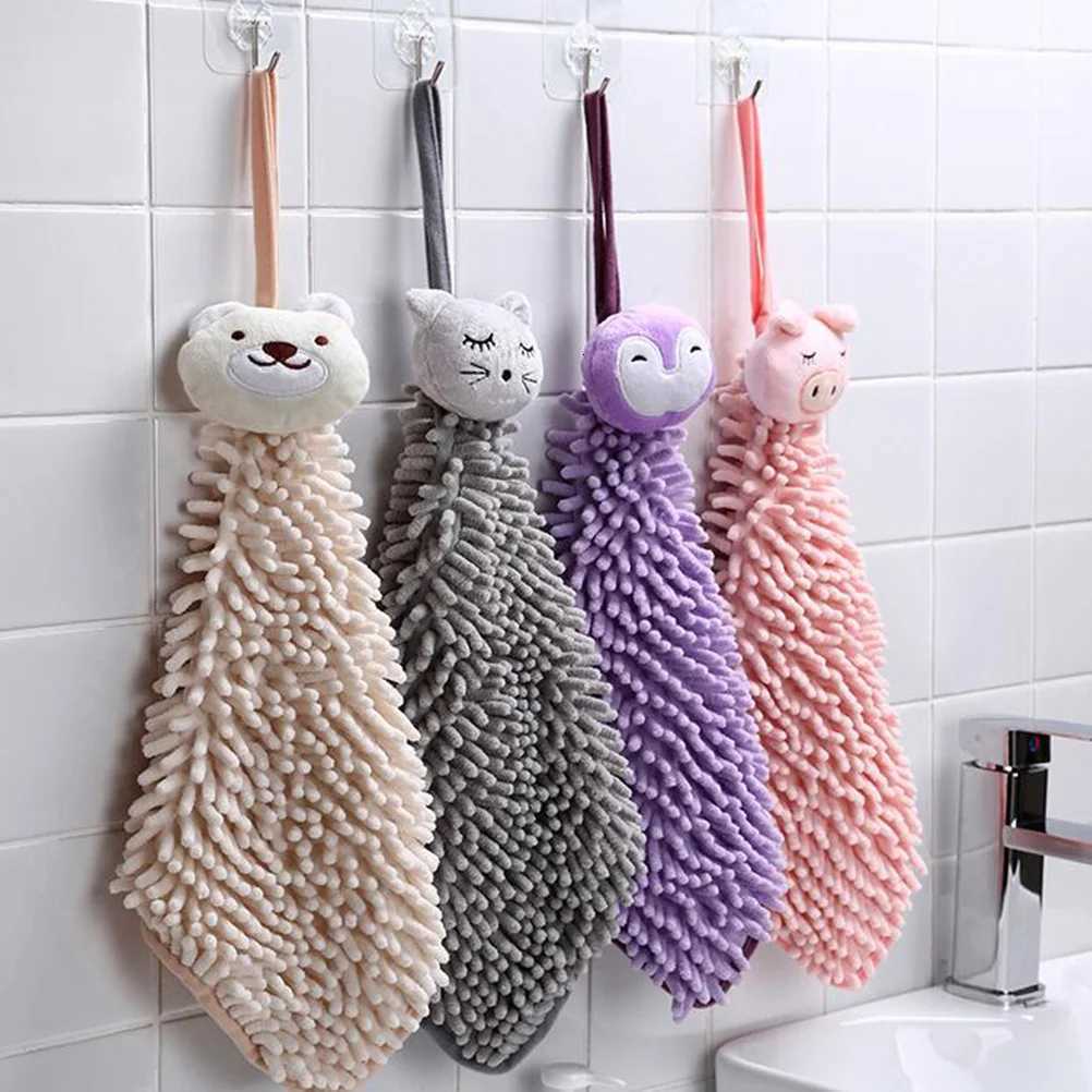 1pc Hanging Square Microfiber Cute Pet Design Hand For Bathroom Kitchen Kids Soft Absorbent Hanging Towel Dry Towel C251210