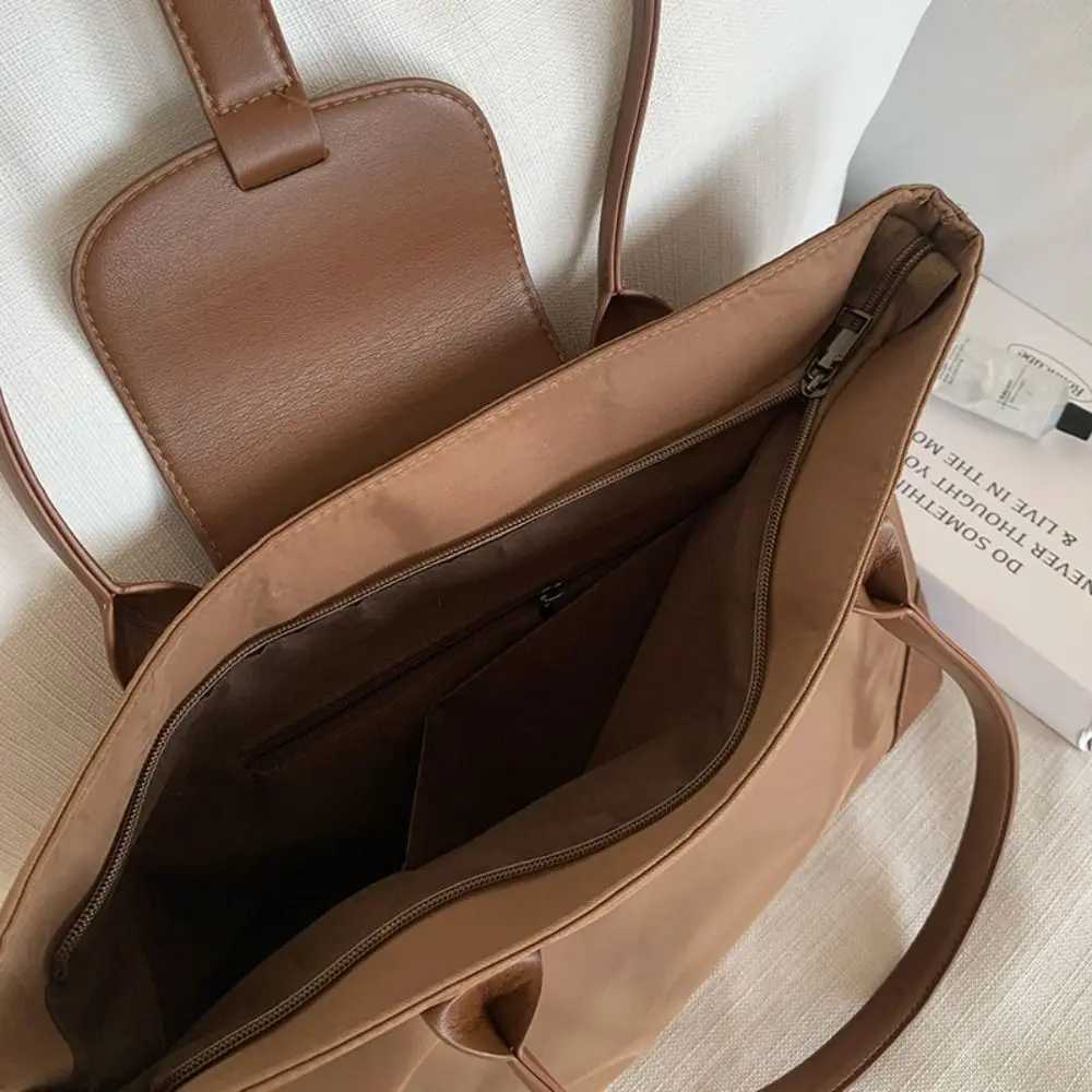 Literary Casual Nyl Shoder Bag Lightweight Zipper Nyl Cloth Tote Bag Large Capacity Korean Style Handbag Outdoor Y251209