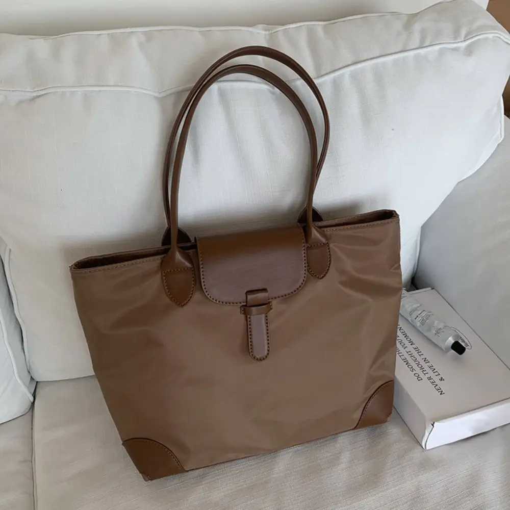 Literary Casual Nyl Shoder Bag Lightweight Zipper Nyl Cloth Tote Bag Large Capacity Korean Style Handbag Outdoor Y251209