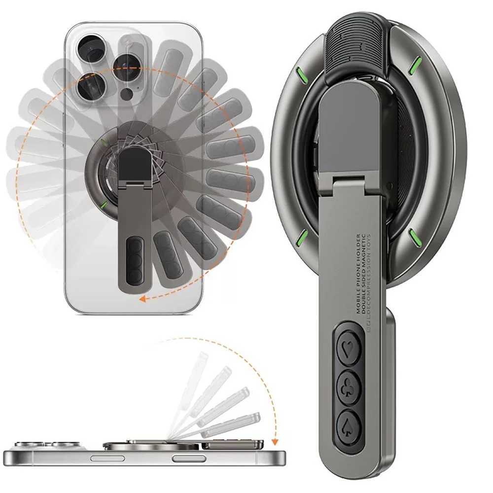 360Rotation Double-Sided Magnetic Phone Stand for Phone Grip Stand 3-in-1 Finger Ring Holder for iPhone 17 16 15 14 13 C251210