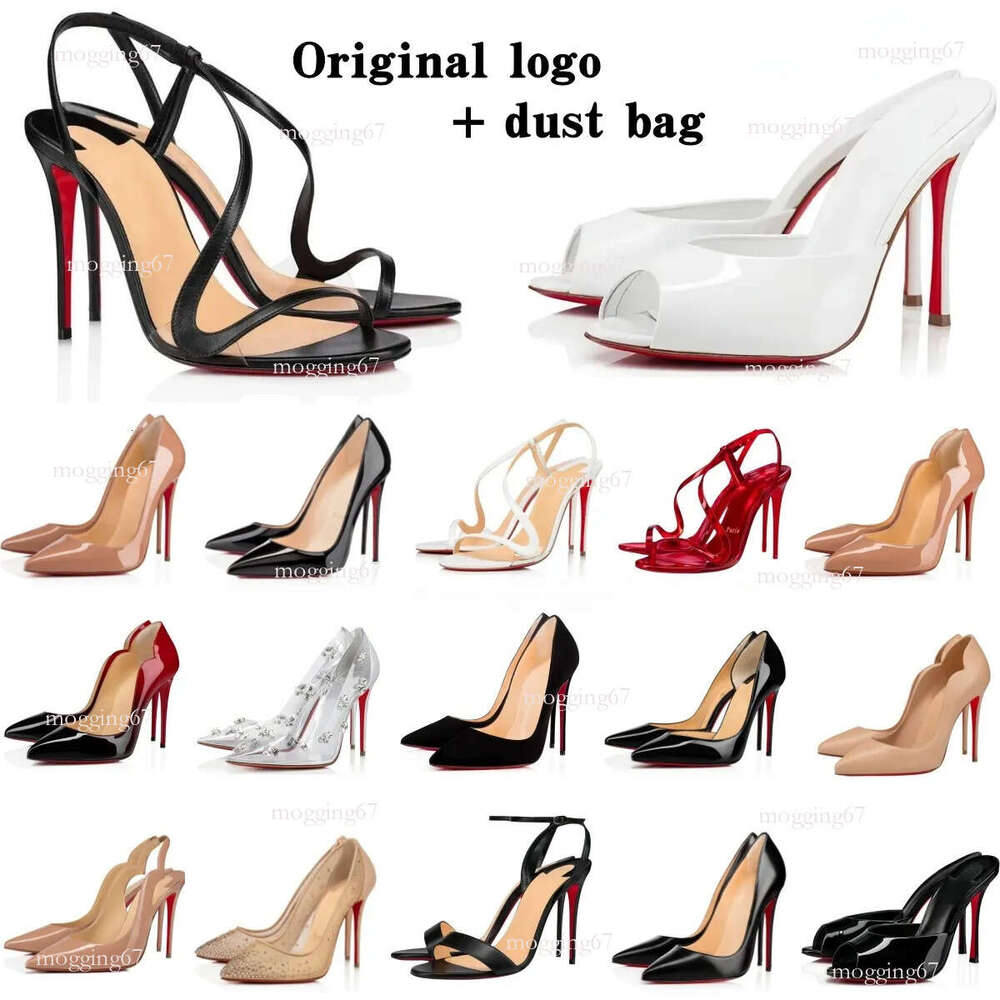 With Box heels Brand Designer Women's High Heels Red Shiny Bottom Shoes 8cm 10cm 12cm Stiletto Genuine Leather Woman Pumps with Dust Bag us4-13