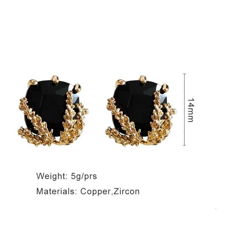 Metal Leaves Black Zircon Post Earrings For Wen Elegant Fashion Jewelry Fancy New Styles Vintage Party Accories Gifts C1658 Y251210