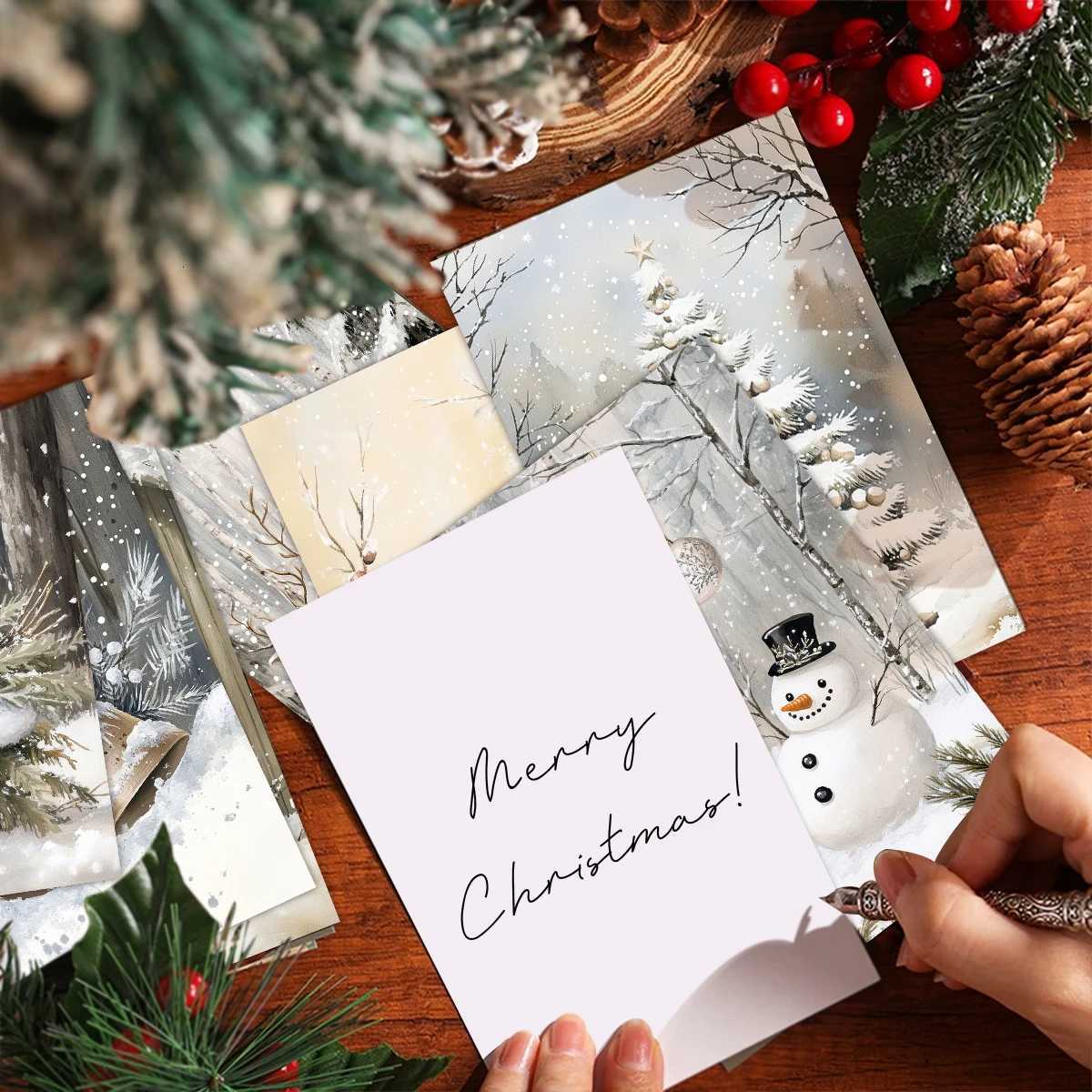 20pcs Christmas Cards With Stickers -ic Snow Scene DesignHoliday GreetingsHe Wall DecorParty BackdropDiy Photo Crafts H251210