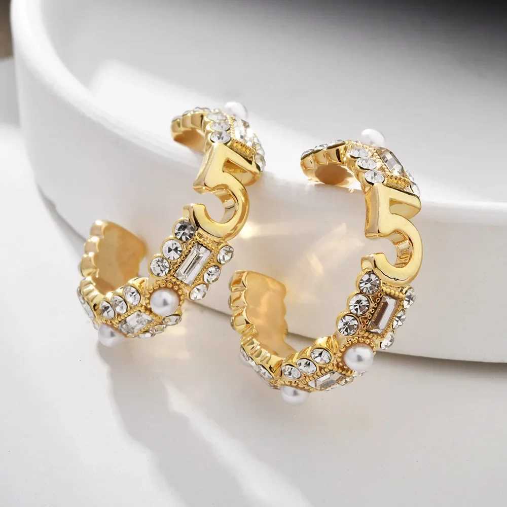 2025 Tren Punk Zircon Golden Hoop Earrings for Wen Vintage NO5 Banquet Party Decoration Fem Exquisite Festival Gift Y251210