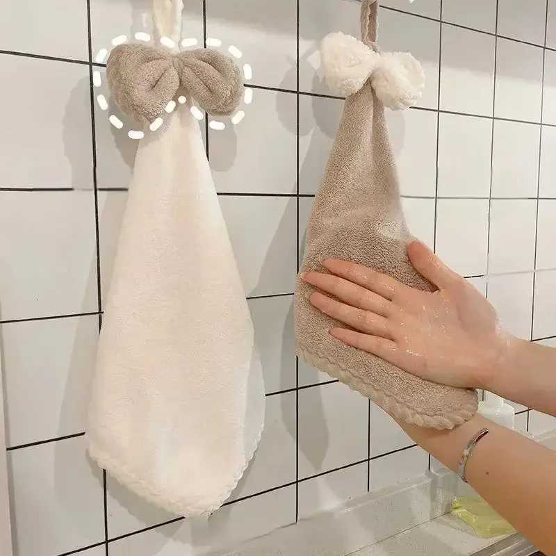 Hand Wiping Cute Bow Hanging Coral Fleece Hand Towel Bathroom Absorbent Small Towel CHILDRENS Home Quick Drying C251210