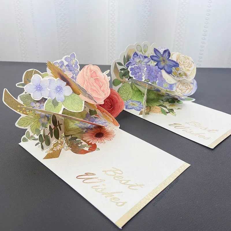 Rantic Flower 3D -up Greeting Cards Best es Birthday Wedding Anniversary Postcard Thanksgiving Xmas Gifts Cards H251210