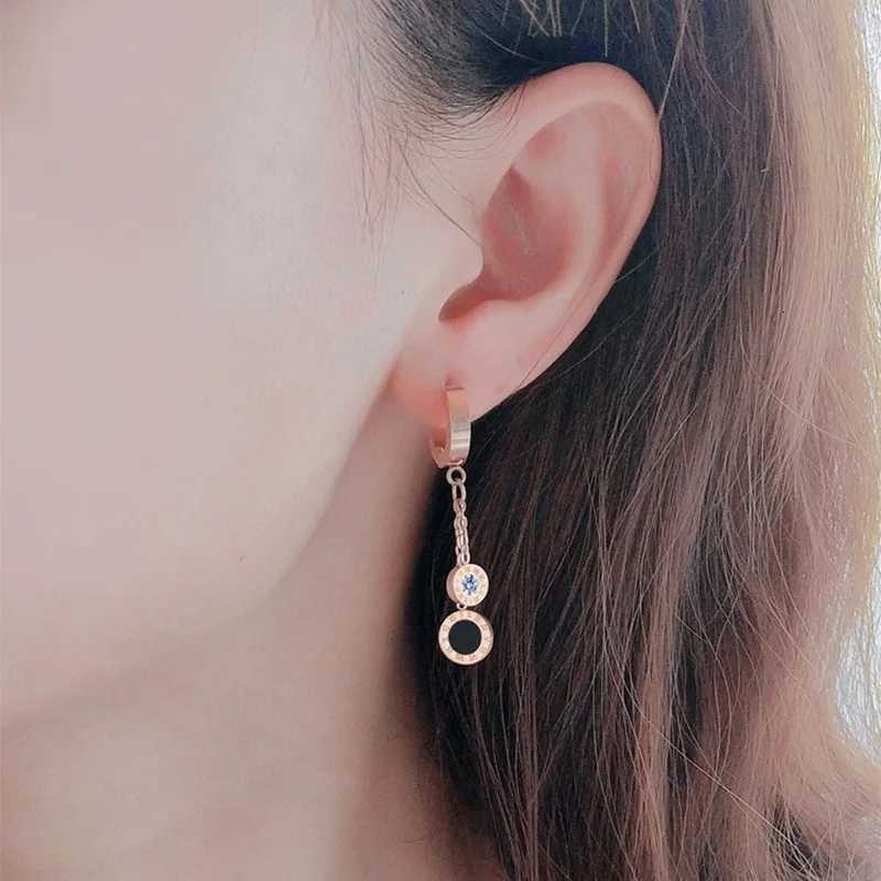 2021 New Classic Ran Digital Disc Pendant Rose Gold Long Earrings Girls Luxury Jewelry Party Fashion Accories For Wan Y251210
