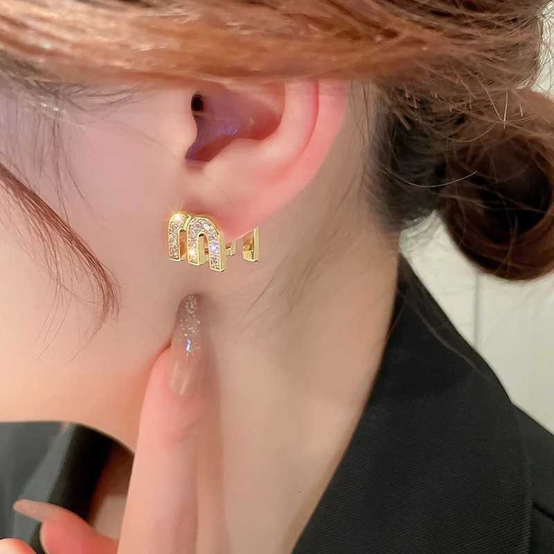 IFYOUOO Zircon Drop M Letter Ear Buckle Fem Design High-grade Earrings for Wen Fashion Light Luxury Jewelry Gifts Y251210