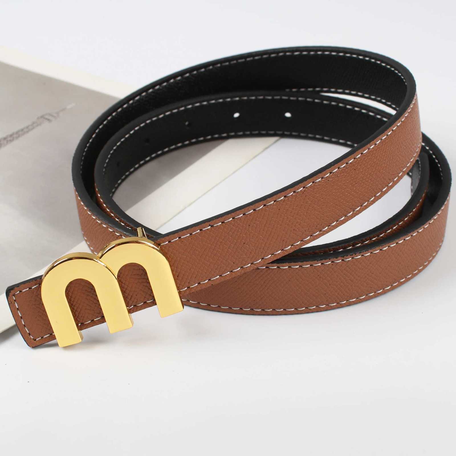 Luxury The new double-sided use of smooth buckle high-quality 23cm leather belt fashion trend versatile decorative cowhide thin trouse Y251210