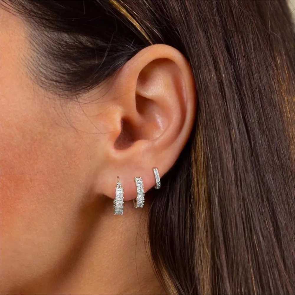 3pcs/set 14K Gold-Plated Rhinestone Cubic Zirconia Hoop Earrings for Women Chunky Small Earring Set Huggies Daily Jewelrys GiftsXJ251210 - view 3