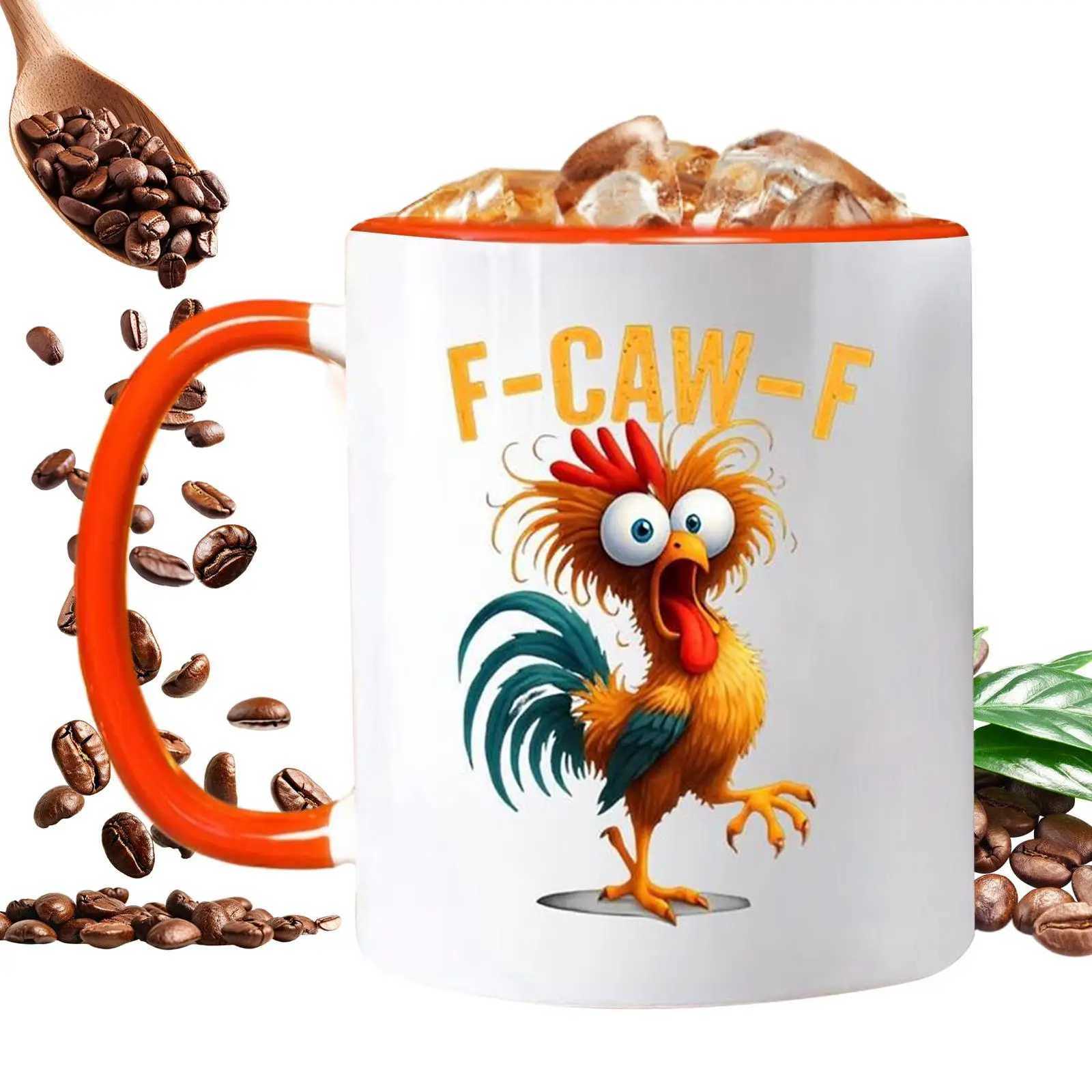 Coffee Mug Ceramic Funny F-Caw-F Chicken FCAWF Coffee Cup Mugs Farmhouse Themed Mug Animal Tea Cup Christmas Gift For Friends C251210