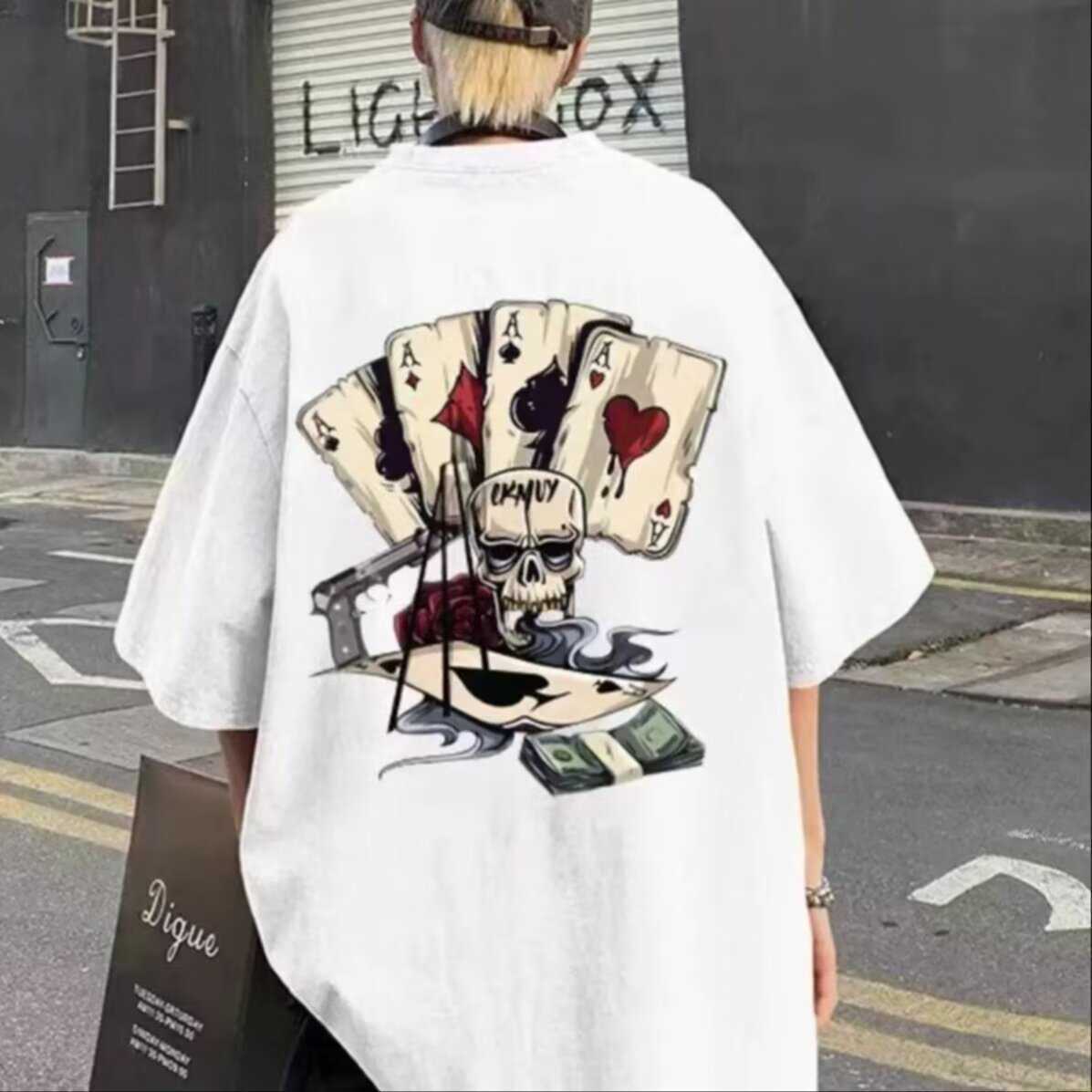 New short-sleeved men's t-shirt with printed design short-sleeved t-shirt men's summer European-style round-neck base layer shirt men's clothing S251210