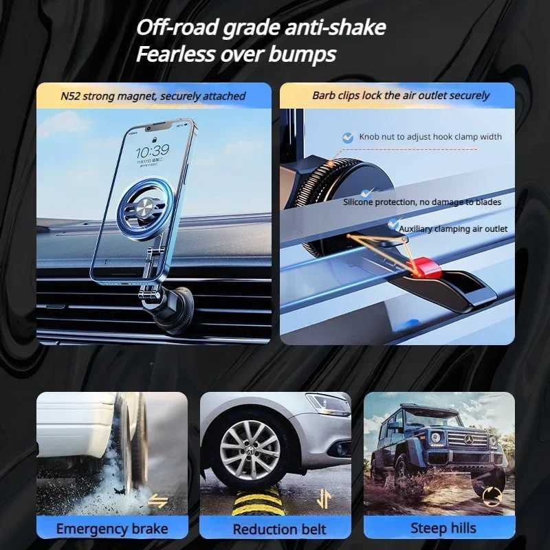 Oatsbasf Magnetic Car Phone Holder for Car Air Vent Phone Stand 360Rotation Foldable for iPhone 16 15 Universal Phone Mount C251210