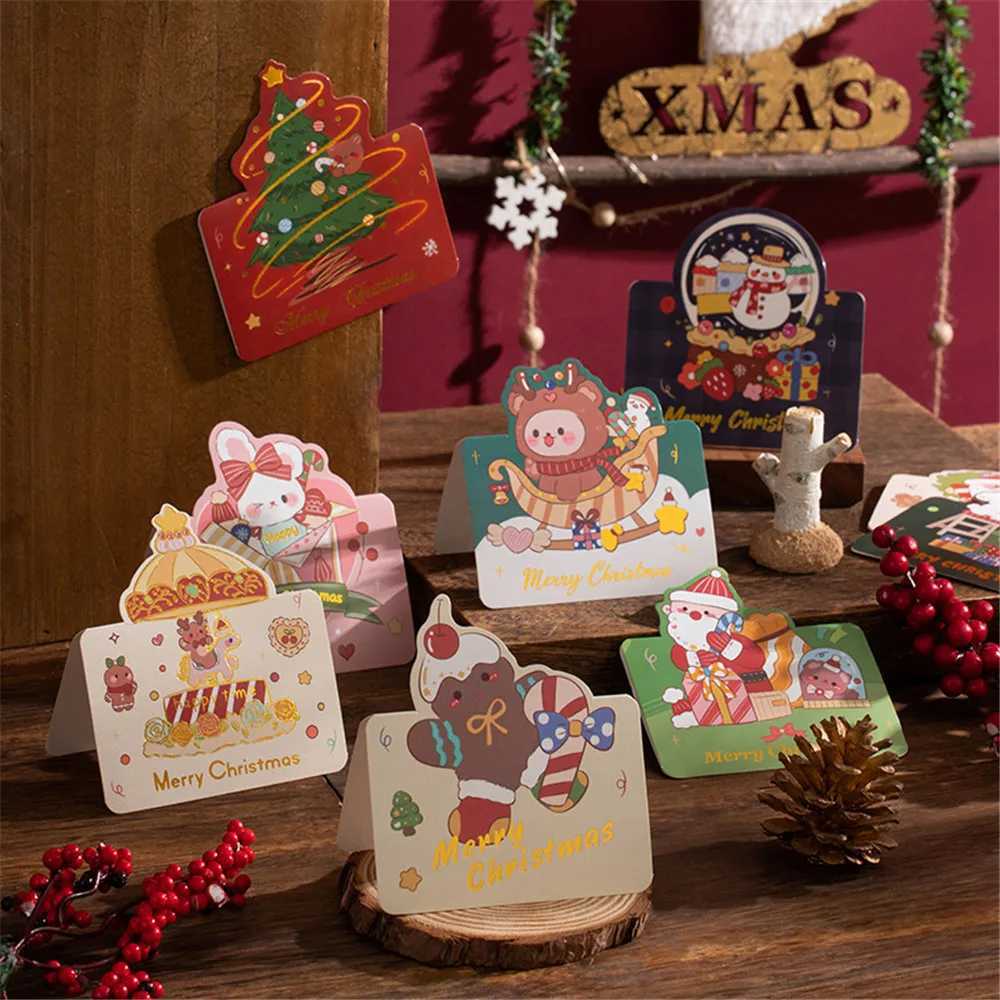20pcs Merry Christmas Greeting Card Cute Santa Claus Snowman Cust Cartoon Blank Cards Christmas Party Invitation Card Gifts H251210