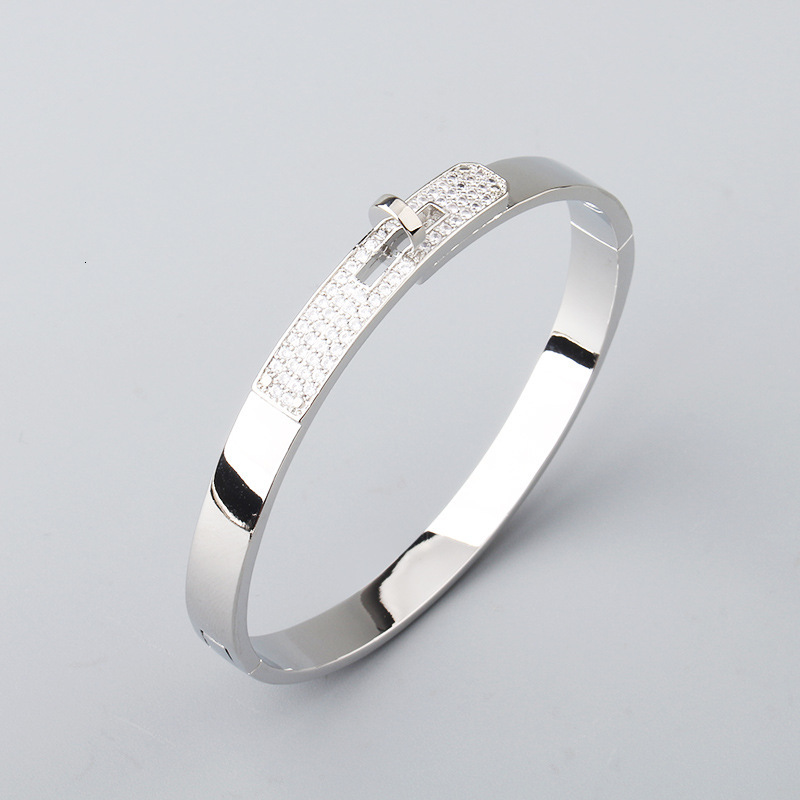 American Style Classic Hot-Selling Bracelet Simple Versatile Micro-Inlaid Zircon Button Bracelet Size 17 Unisex Jewelry