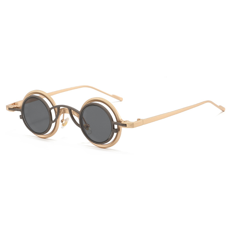 Retro-inspired small round-frame detachable sunglasses Cross-border fashion metal sunglasses Premium-quality personalized street-style eyewear