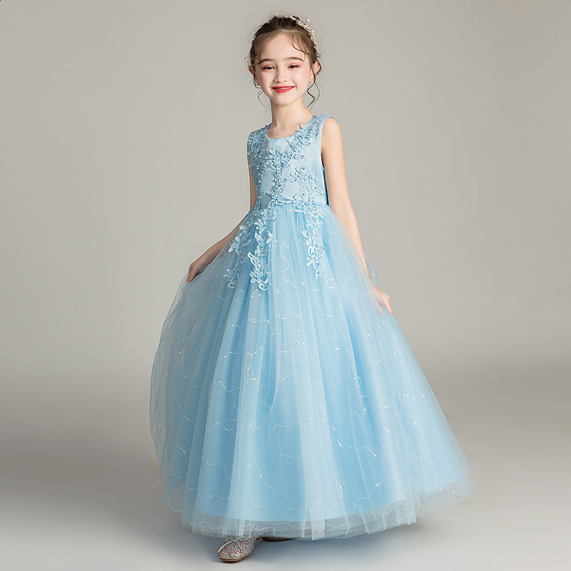 Green Flower Girl Dress Pageant Gown For Wedding Lace Appliques Princess Kids Birthday Party First Communion Gowns 251014