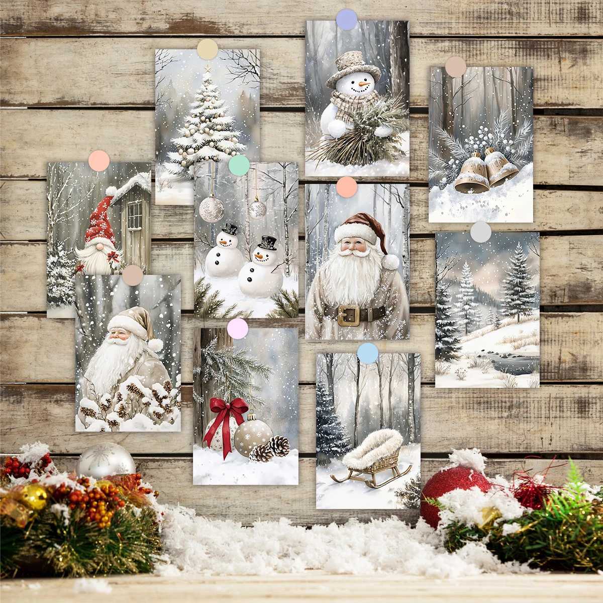 20pcs Christmas Cards With Stickers -ic Snow Scene DesignHoliday GreetingsHe Wall DecorParty BackdropDiy Photo Crafts H251210