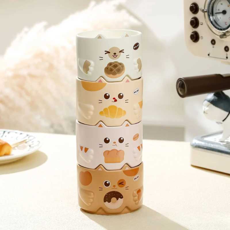1PC Creative Cat Stacked Cups with Care Design Cartoon Mug Office Home Casual Ceramic Water Cup Coffee Cup C251210