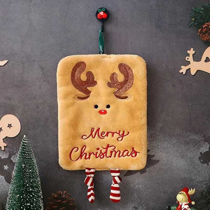 Christmas Hand Towels New Wall-mounted Thickened Coral Fleece Towels Absorbent Quick-drying Cloths Cartoon Kitchen Accessories C251210