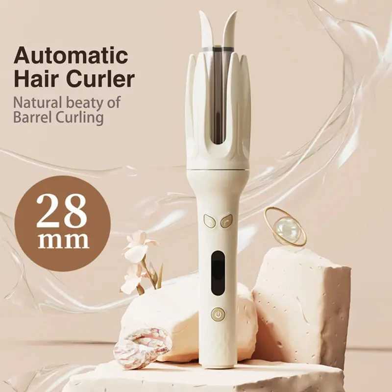 Automatic curling iron 28 mm barrel 4 temperature modes negative ion generator smart timer and sensorUS PlugsT251210