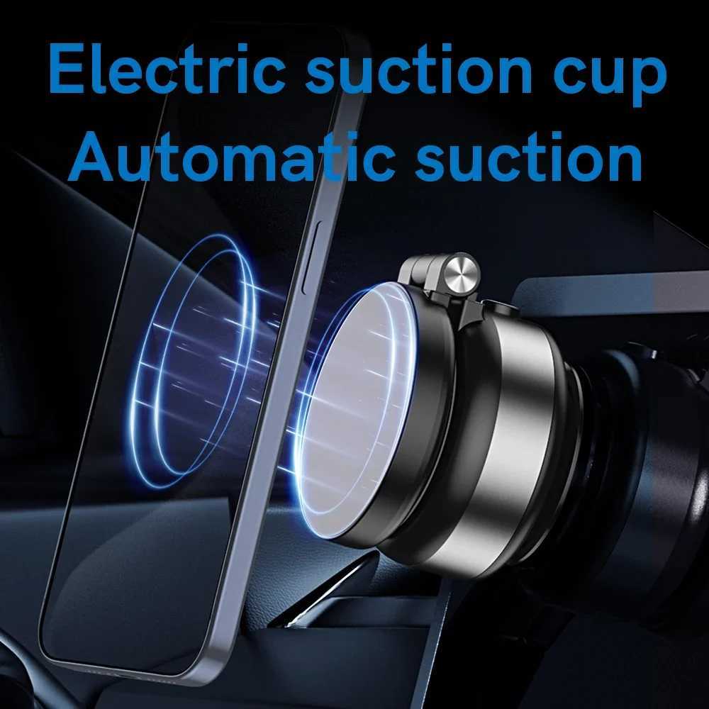 Car Phone Holder Electric Vacuum Suction Cup Telescopic Strong Magnetic Adsorption Bracket Gym Kitchen Stand For iPhone 14 15 16 C251210