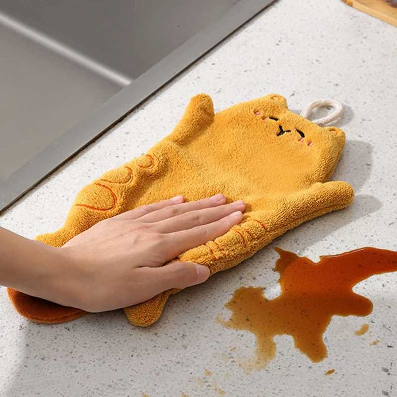 Hand Towel Kitchen Hanging Towels Double-thickness Absorbent Hand Towels for Bathroom Kitchen Cleaning Rags Hanging Towel C251210