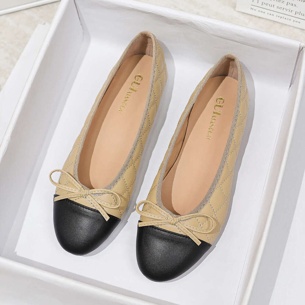 Soft Sole Flat Shoes for Women Autumn New Round Toe Women's Color Block Shallow niche free shipoing designer Mouth Casual Loafers