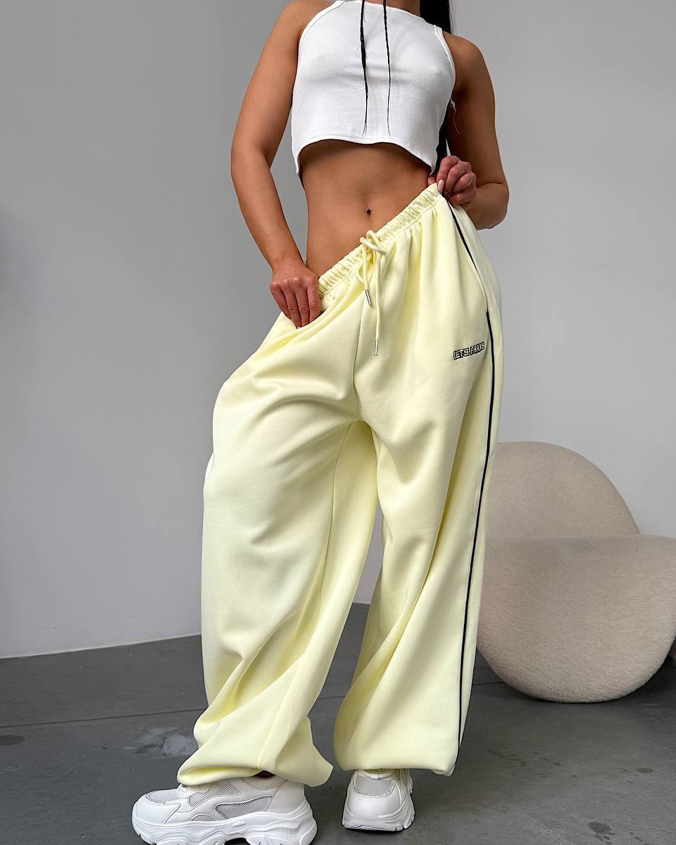 Designer Women's Pants lets Frans Embroidery Women Men Wide Leg Sweatpants High Waisted Baggy Flared Revive Cargo Jogger Daily Wear Loose Yoga Sp