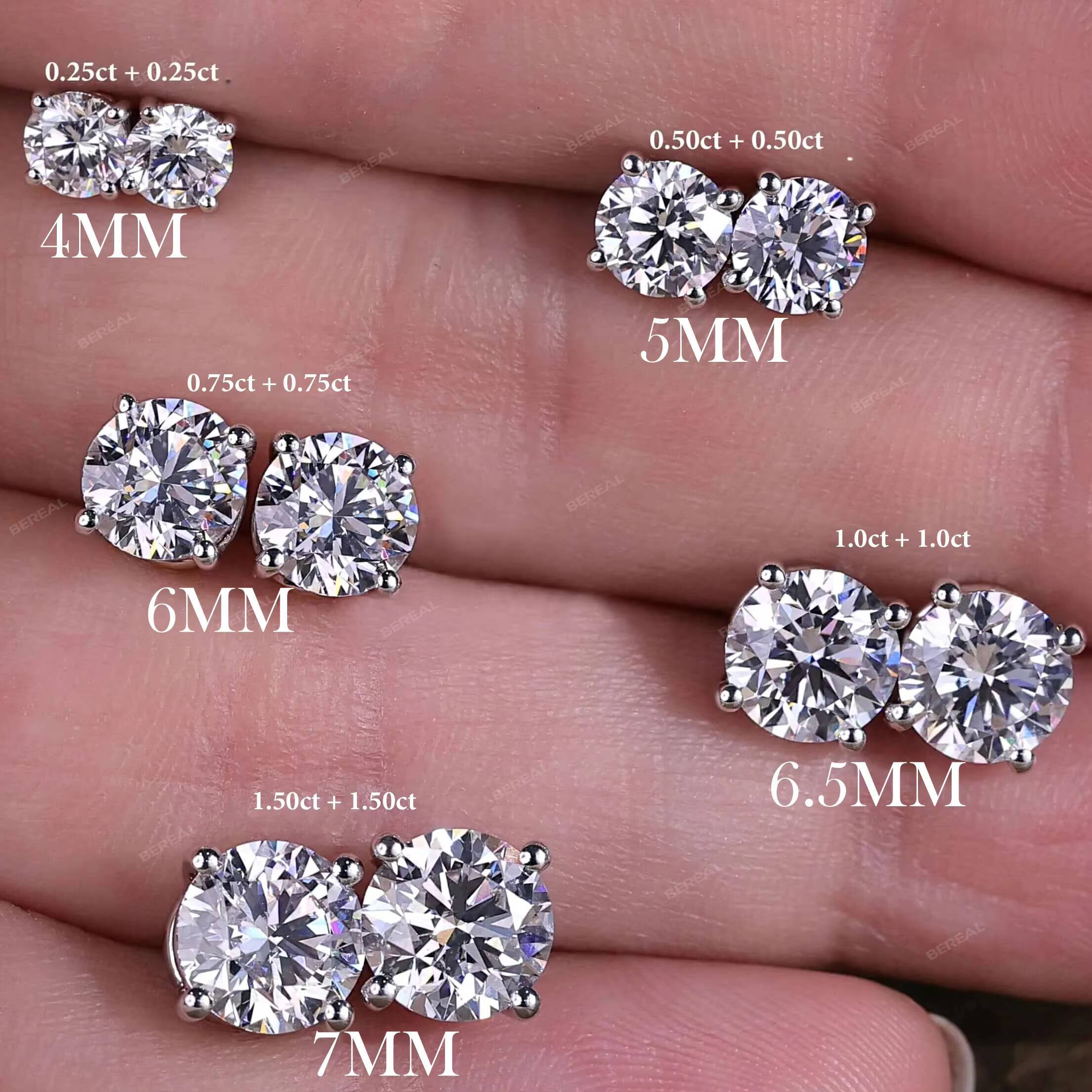 Custom Lab Grown Diamond Earrings IGI Certified Round Vvs Lab Created Diamond 925 Silver 14K 18K Gold Stud Earring Fine Jewelry