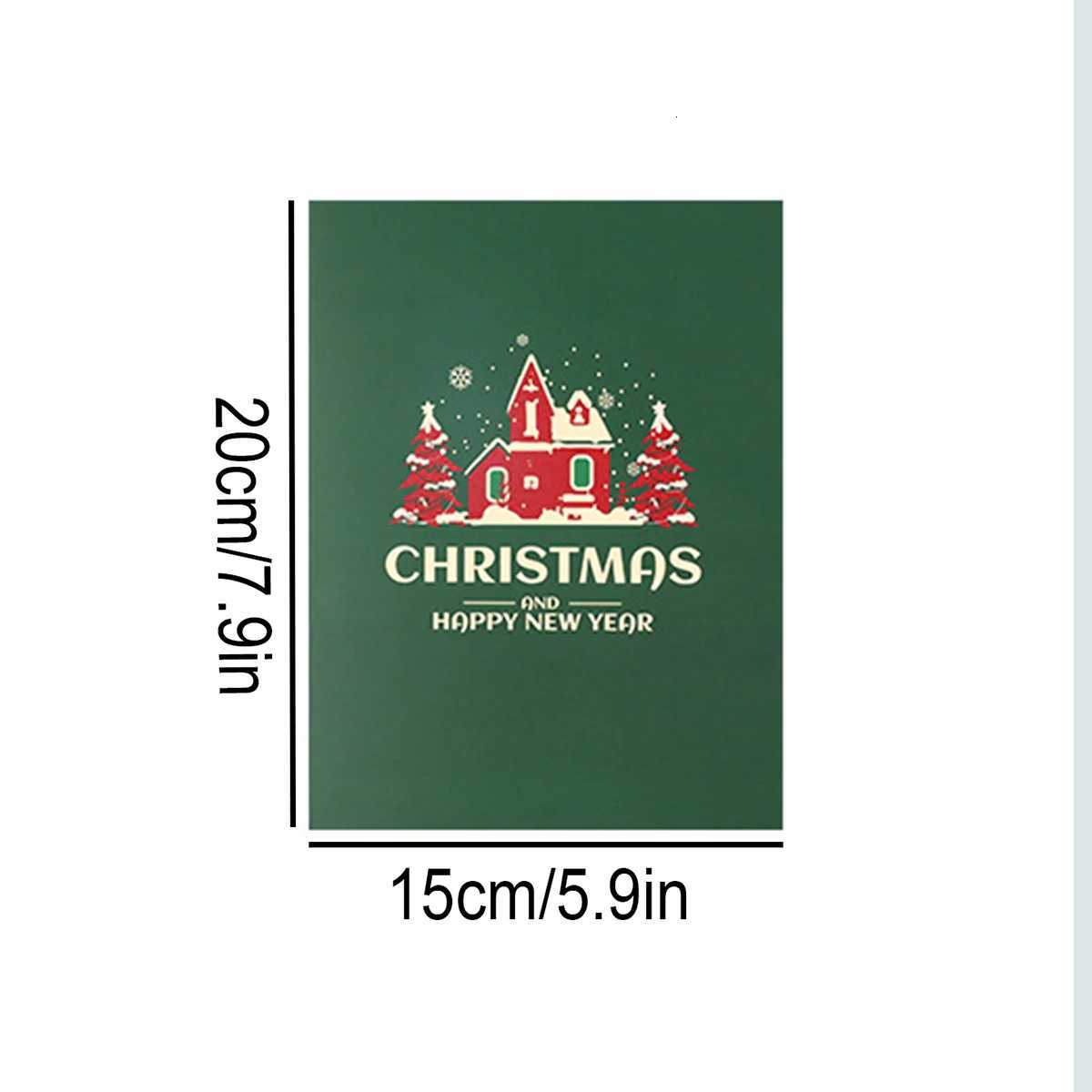 A set of Christmas-themed 3D -up house greeting cards party invitation cards blessing message cards includes envelopes H251210