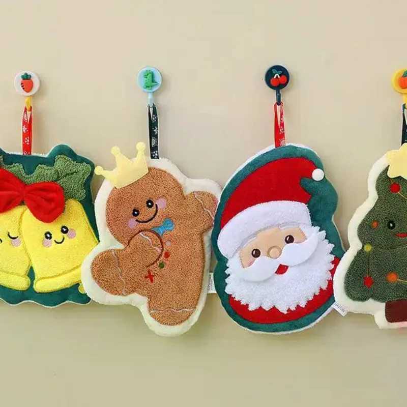 Coral Fleece Christmas Santa Claus Hand Towels Water Absorption Quick-drying Hand Towel Christmas Tree Bell Kitchen Bathroom C251210