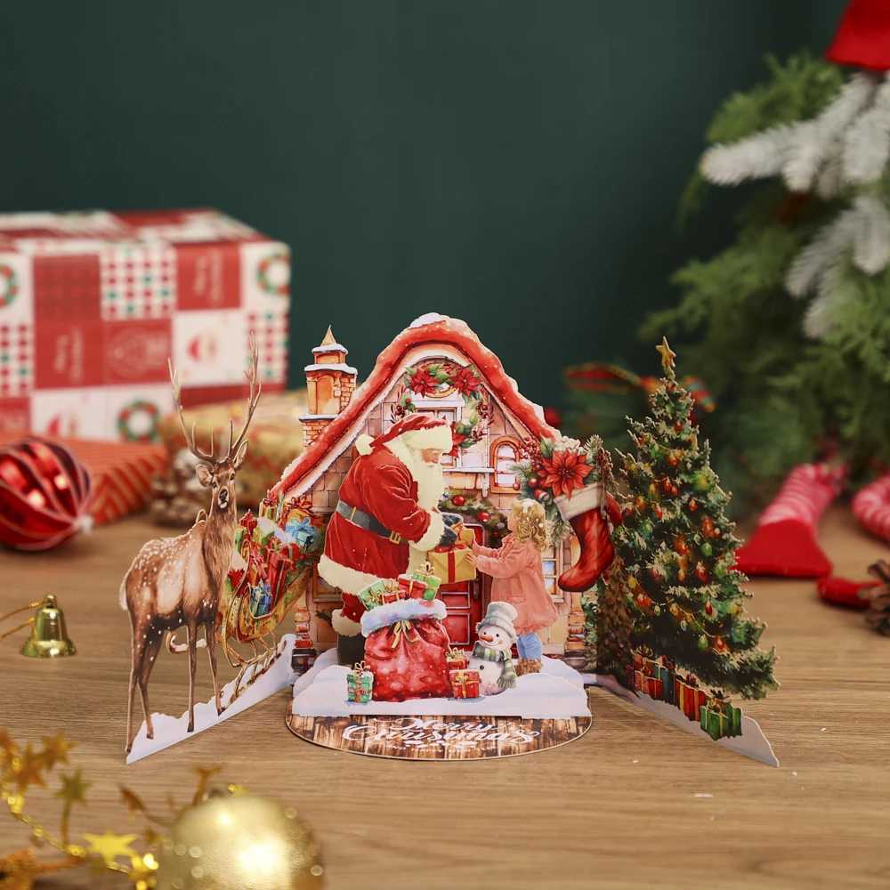 Christmas 3D Up Cards Festive Snowman Tree Theme Holiday Gift for Her/Him He Decoration Christmas Party Favors H251210