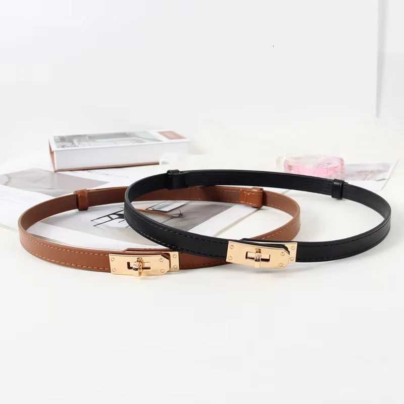 Luxury 2025 Womens Adjustable Thin Belt - Korean Style Slim Waist Strap for Dresses Coats Fashion Buckle Lock Delicate Belt Y251210