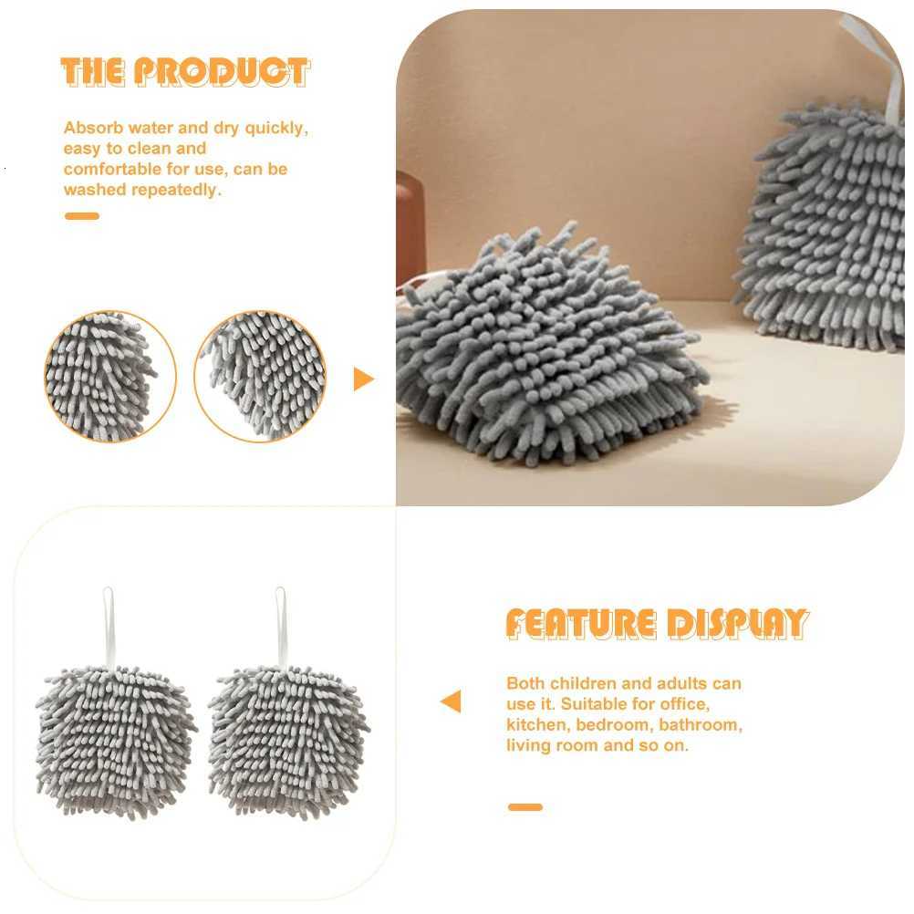 2Pcs Quick Dry Hand Towels Chenille Bath Towels Smooth Gentle for Skin Spherical Shape Decorative Home Office Travel Essential C251210