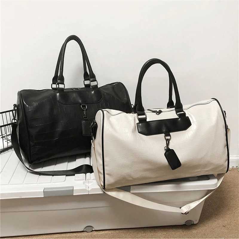 Travel Tote Ste Pattern WenS Handbag Gym Fitness Bag Man PU Leather Duffle Lage Shoder Sports Weekend Outdoor Bag Y251209