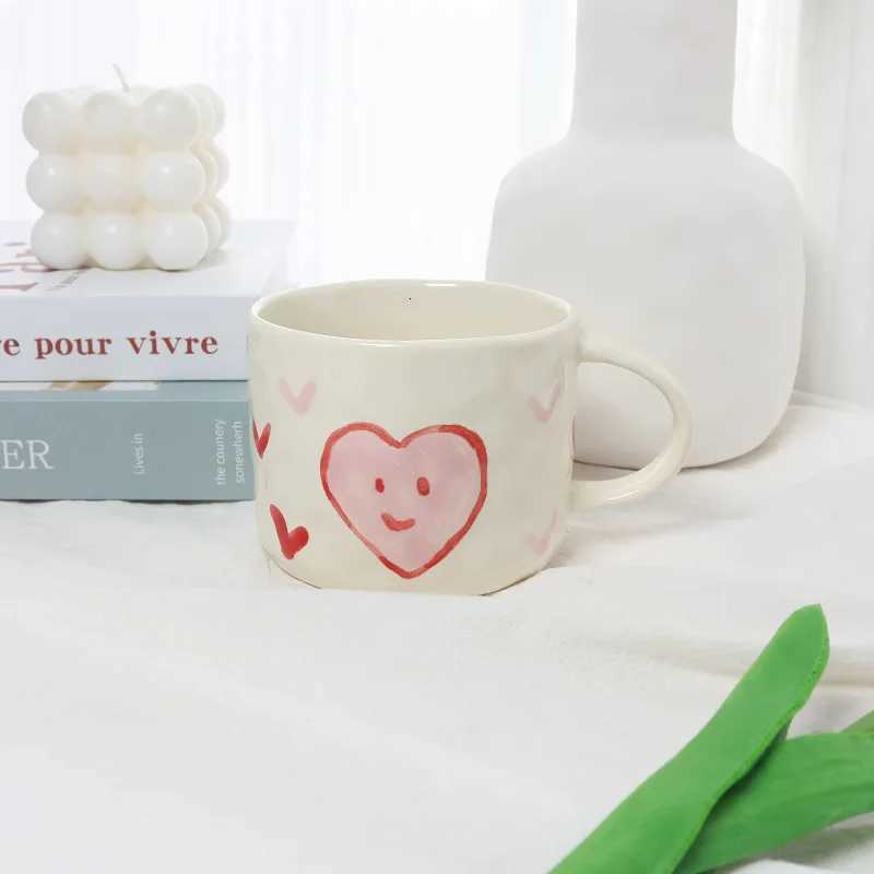 300ml 10oz Heart Patterm Coffee Mug Creative Personty Unique Design Ceramic Cup with Handle Lovely Gift for Besties 1 Piece C251210