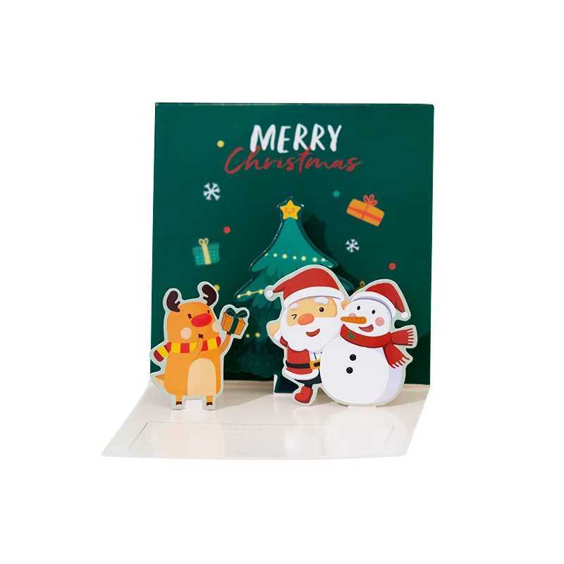 New Christmas Handwritten 3D Gift Card Thank You Card Christmas Cartoon Folding Small Card Paper Card Envelope Set H251210