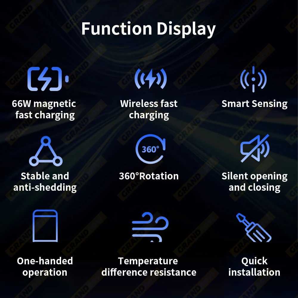 Car Phone Holder 66W Wireless Charger Mobile Phone Holder Intelligent Infrared Air Vent Clip for iPhone Universal C251210