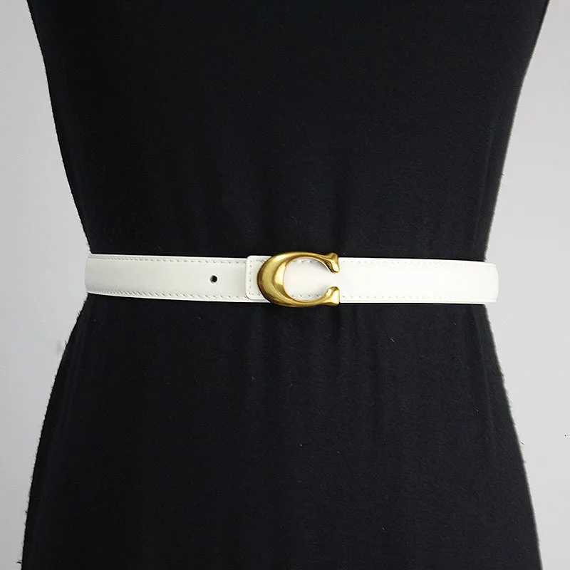 Luxury Elegant Womens Leather Belt - 3D Letter Buckle Soft Cowhide Versatile Styling for Pants Dresses Classic New Arrival Y251210