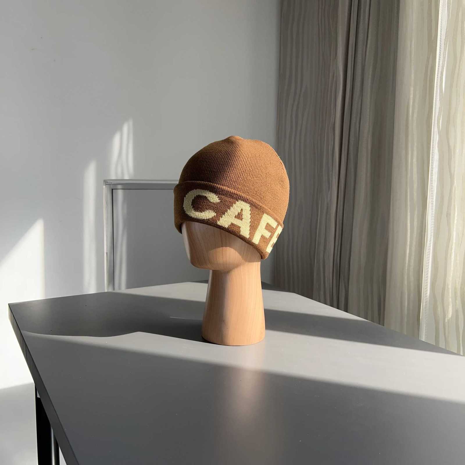 Luxury Coffee Brand Winter CAFE Beanie Hat Cleanfit Men and Women Hombre Kpop Knitted Bonnet Y251209