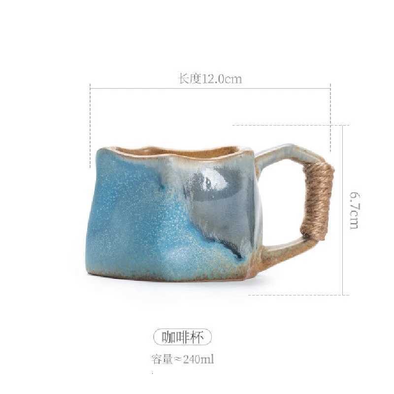 Creative Rough Pottery Coffee Cup Retro Rope Ceramic Cup Irregular Mug Japanese Shaped Drinking Tea Set Living Room Decoration C251210