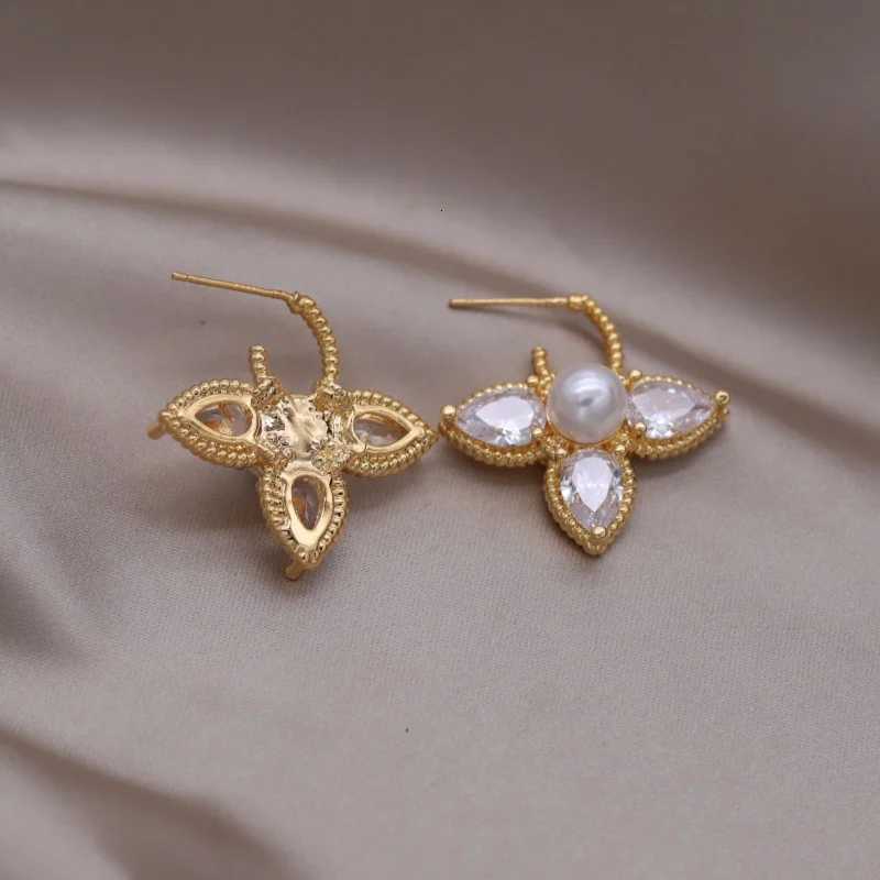 French new design fashion jewelry 16K gold plated luxury water drop zircon pearl earrings elegant wens party accories Y251210