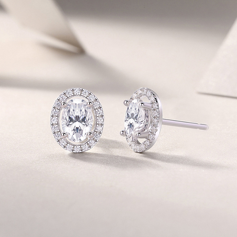 Choucong Ins Top Sell Stud Earrings Luxury Jewelry 925 Sterling Silver Oval Cut 5A Cubic Zircon CZ Diamond Gemstones Party Elegant Women Wedding Earri