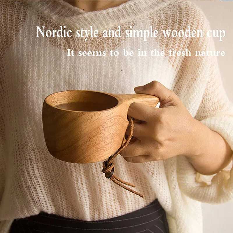 Wooden Cup Camping Cup Nordic Style Handmade Natural Portable Wood Mug Drinking Cup for Coffee Tea and Milk C251210