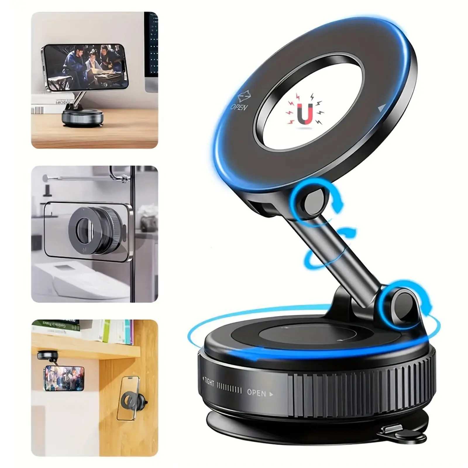 360 Magnetic Phone Holder with Vacuum Suction Foldable Adjustable Car Mount for IPhone 12 13 14 15 16 Magnetic Bracket C251210